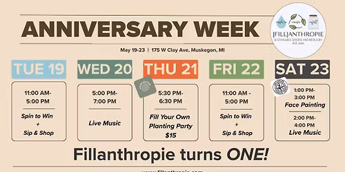 Fillanthropie turns ONE! Anniversary Week Events!