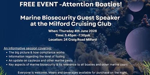 Marine Biosecurity Guest Speakers at Milford Cruising Club