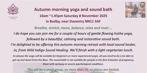 Autumn morning retreat - yoga, sound bath and lunch