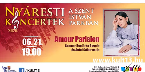 Ny\u00e1resti Koncertek a Szent Istv\u00e1n Parkban: Amour Parisien - Csemer Bogl\u00e1rka Boogie \u00e9s Antal G\u00e1bor es