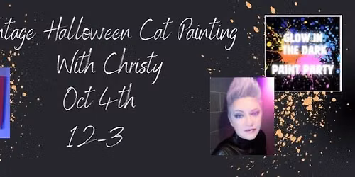 Vintage Halloween Cat Painting with Christy