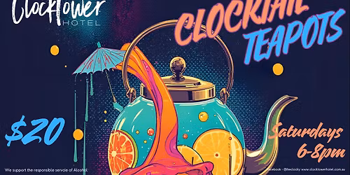 CLOCKY TEAPOT HAPPY HOUR