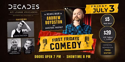 First Fridays Comedy at Decades HiFi Lounge