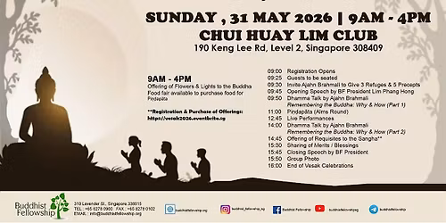Vesak 2026 Celebrations @ Chui Huay Lim Club