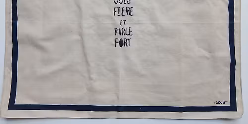 A NOS SOUHAITS! atelier de broderie de slogans ou mots doux sur mouchoirs