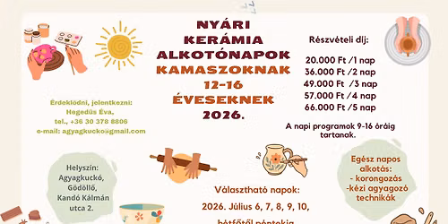 Ny\u00e1ri ker\u00e1mia alkot\u00f3napok kamaszoknak