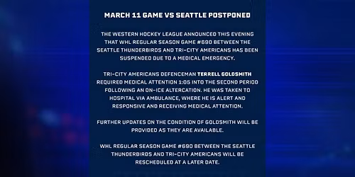 Seattle Thunderbirds at Tri-City Americans at Toyota Center - WA