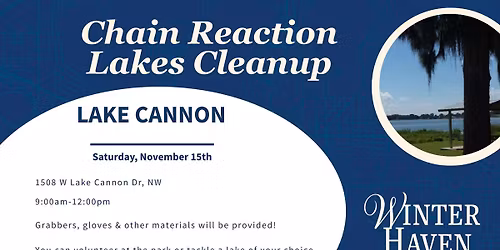 Be Part of the Chain Reaction \u2014 Lake Cleanup Nov. 15!