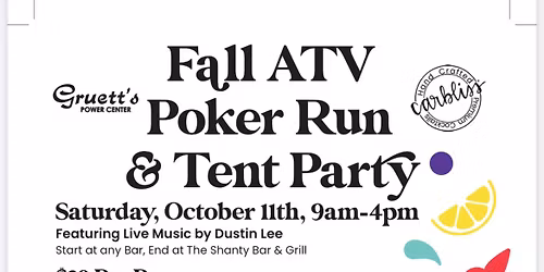 Fall ATV Ride Tent Party with Dustin Lee / 9 Local Bars included 