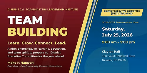 District 221 Toastmasters Leadership Institute (TLI) DEC Training