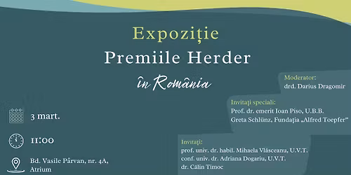 Expozi\u021bia \u201ePremiile Herder \u00een Rom\u00e2nia\u201d
