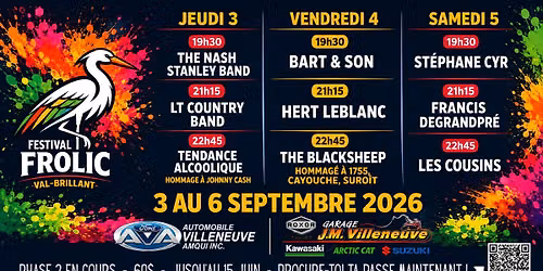 Frolic Val-Brillant 2026 Francis Degrandpré Hert Leblanc LT Country Band Tendance Alcoolique et +