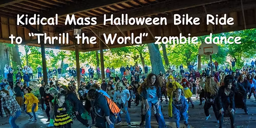 Kidical Mass: halloween family bike ride to "Thrill the World\u201d dance show