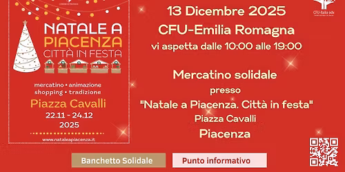 FIBROMIALGIA: Banchetto solidale natalizio e Punto informativo a Piacenza