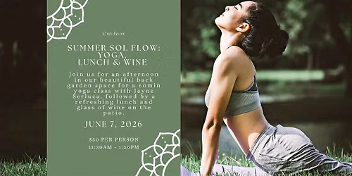 Summer Sol Flow: Yoga, Lunch & Wine