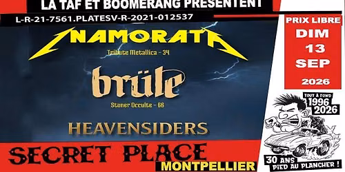  LA TAF & BOOMERANG pr\u00e9sentent Inamorata + Br\u00fcle + Heavensiders PRIX LIBRE 19H00 