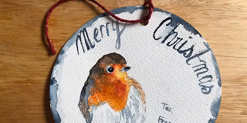 Festive watercolour: paint birds on gift tags