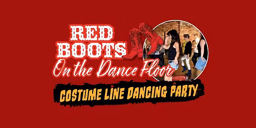 Costume Line Dancing with Red Boots on the Dance Floor