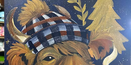 Winter Highland Cow Paint Party