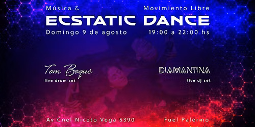 Domingo 9 de agosto Ecstatic Dance en Palermo por DIAMANTINA x TOM BOQU\u00c9