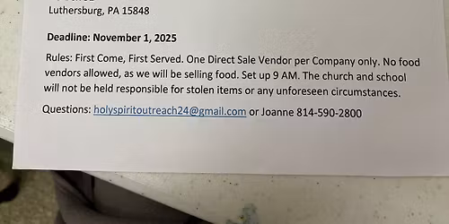 HOLY SPIRIT PARISH CRAFT\/VENDOR BAZAAR