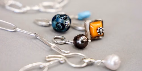 June Charm School - Colorful Lampwork Bead with silver