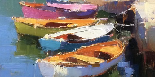 Lined Up Boats-Acrylic