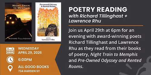 Poetry Reading with Richard Tillinghast + Lawrence Rhu