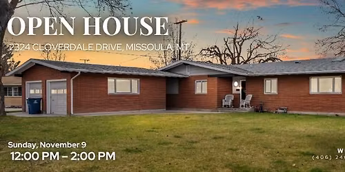 Sunday Open House Alert! 2324 Cloverdale Drive, Missoula, MT