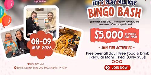 Bingo Bash May 8\u20139 at Bnails Amarillo