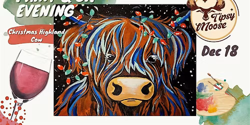 Sip N' Paint Christmas Highland Cow