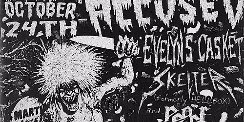 THE ACC\u00dcSED \/\/ EVELYN'S CASKET \/\/ SKELTER \/\/ PEACE