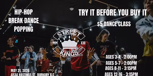 $5 Demo Day \u2013 Youth Hip Hop, Breaking & Popping Dance Classes in Burnaby