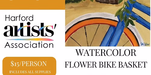 Watercolor Bike Basket with Flowers
