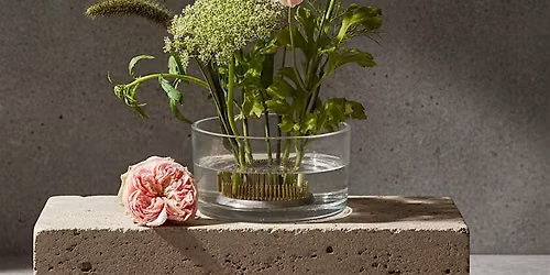 6\/30 (Tuesday) Japanese Flower Arrangement in a Clear Glass Bowl (NEW)