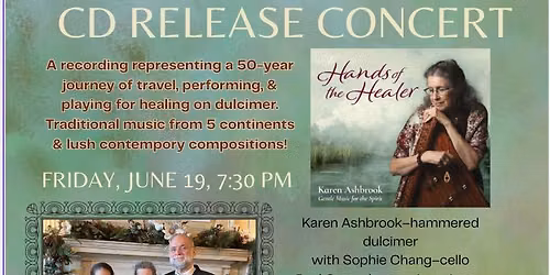 CD Release Concert\u2013Virtual & In Person with Karen Ashbrook, Paul Oorts, & Sophie Chang