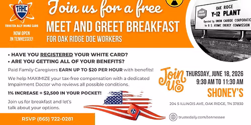 Free Breakfast Meet & Greet in Oak Ridge for DOE Workers