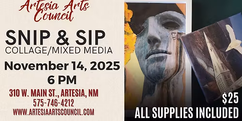 Snip & Sip- Collage & Mixed Media Class with Kirsten Mauritsen