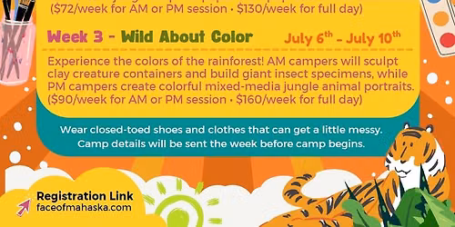 Welcome to the Jungle- Week 2 Summer Art Camp 2026