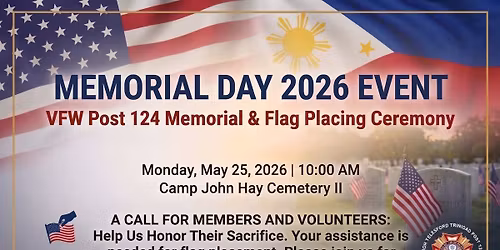 VFW Post 124 Memorial Day Flag Placing and Memorial 