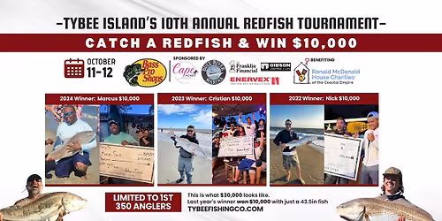 10th Annual Tybee Island Charity Redfish Beach Fishing Tournament