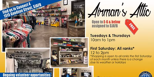 Tuesdays: Airman's Attic Open to E-6 & Below (Base Access Only)