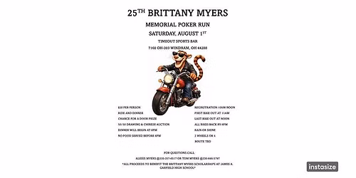 25th Brittany Myers Memorial Poker Run