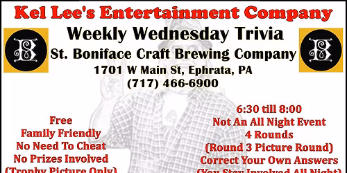Kel Lee's Entertainment Weekly Wednesday Trivia at St Boniface Craft Brewing