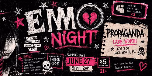 Emo Night 772 featuring Hollow Coast @ Propaganda Lake Worth