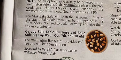 Wellington Fall Yard and Bake Sale