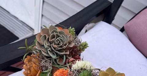 Smp July 2nd, 2-4pm, Succulent solo wood flower workshop, with Kelly of Timber Blossoms
