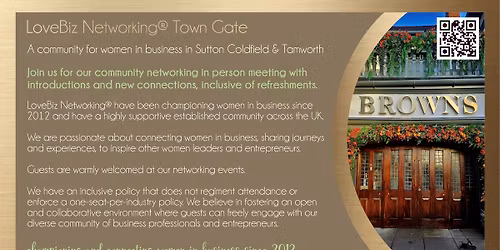 Town Gate LoveBiz Networking at Browns Brasserie & Bar for Women in Business