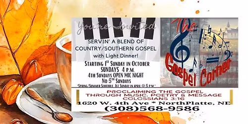 The Gospel Corner (light meal & a whole lot of good Southern \/Country Gospel Music