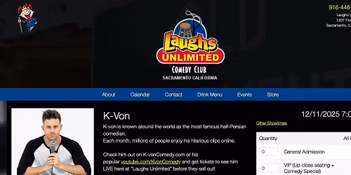 Sacramento brings Comedian K-von to Laughs Unlimited 12\/11 @ 7p (age17+)